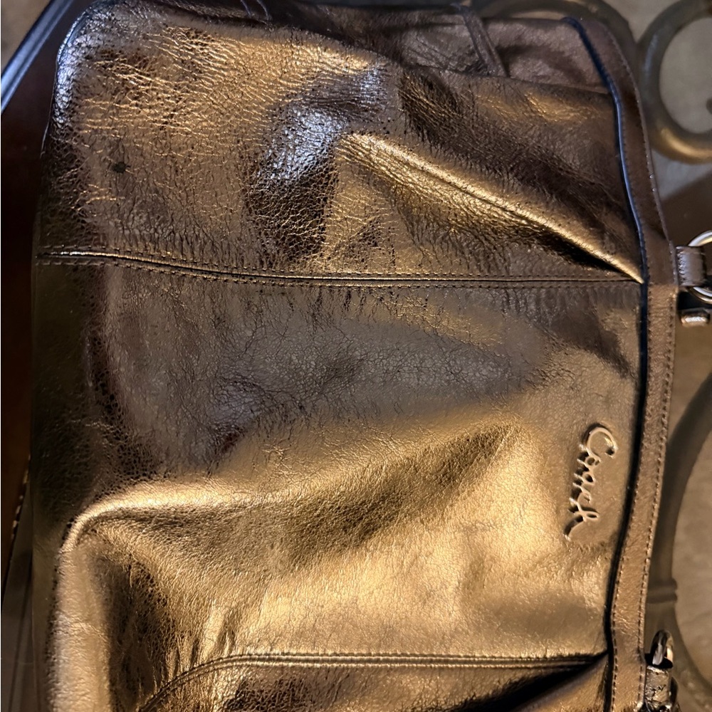 Coach Gallery Metallic Bronze Signature Lurex Tote - Picture 14 of 14